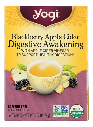 Té Yogi Blackberry Apple Cider Digestive Awakening Frambuesa