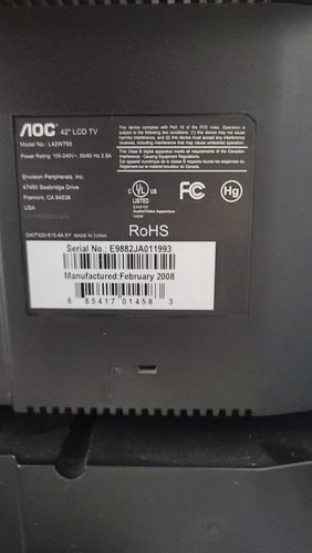 Imagen 5 de 10 de Televisión Aoc De 42 Pulgadas Con La Pantalla Dañada