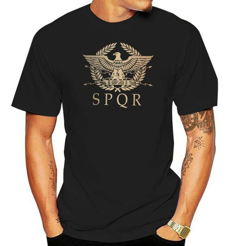 Camiseta De Cuello Redondo Con Escudo Estándar De Spqr Roman