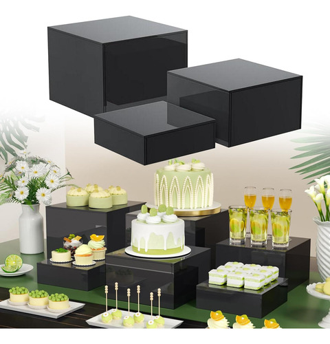 3 Elevadores De Buffet, Estante De Exhibición Negro