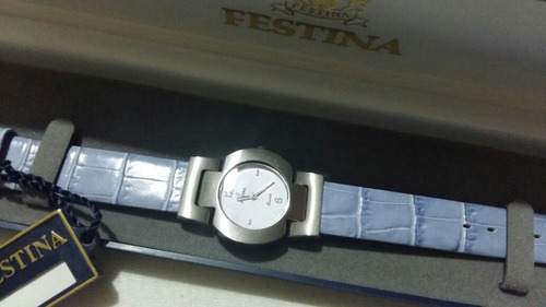 Lindo Relógio De Pulso Festina,pulseira De Couro, Fem,cx Aço