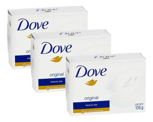 3 Barras De 135 Gr Jabón Corporal Dove C/crema Humectante 