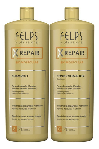 Felps Kit Xrepair Shampoo E Condicionador 2x1l + Brinde