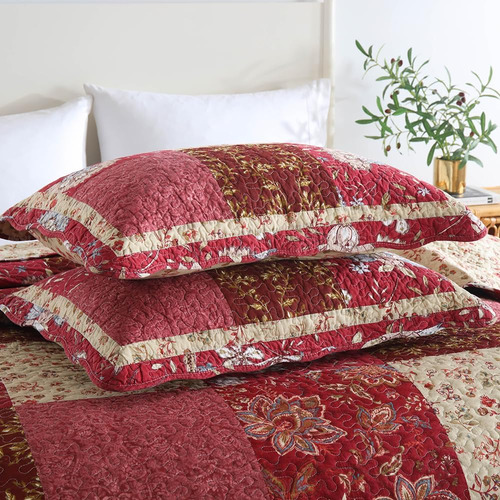 Camandy Juego De Colcha De Algodón, Juego De Cama De 3 Pieza