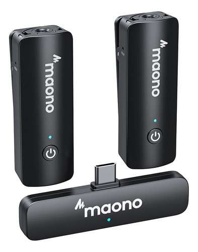 Microfone de lapela sem fio Maono WM600s-c2 USB-c Android cor preta