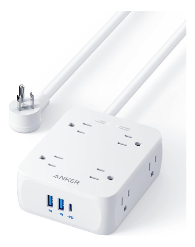 Anker Power Strip Con Puertos Usb, 5 Pies, Surge Protector (