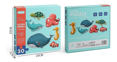 Rompecabezas Animales De Mar X6 Puzzle 30 Pz Juego Didáctico