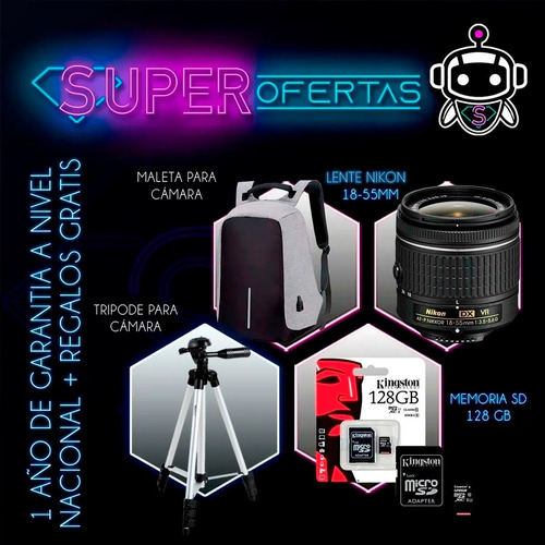 Nikon D5600 24.2mp + G R A T I S + Tripode + Maleta + 128gb