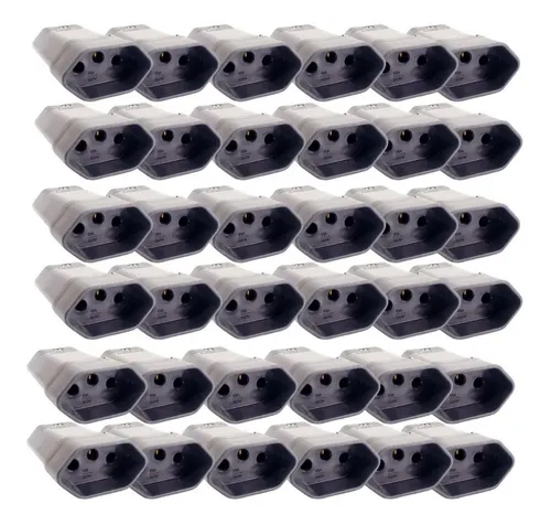 comprar 50 Plugue Pino Tomada Fêmea Preta 3 Pinos 10a Margirius 3p