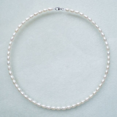 Collar Con Forma De Grano De Arroz De Perla Natura White