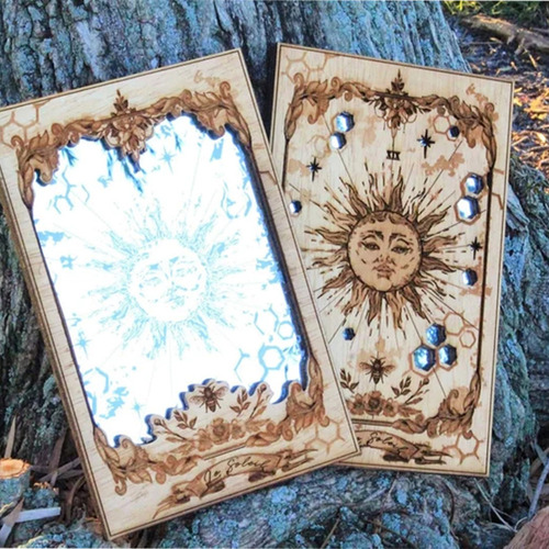 Espejos De Tarot Sun Xix, Espejo De Tarot De Madera Para El