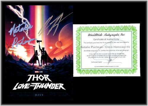 C. Hemsworth N. Portman Thor Love And Thunder 2 Autógrafos