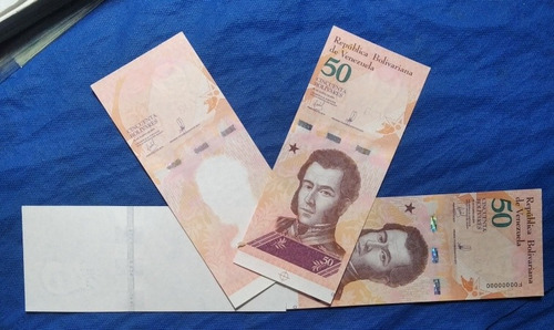 Billetes De 50 Bolívares, Muestra De Impresión, Estado Unc