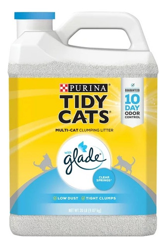 Arena Aglomerante Glade Gatos Con Aroma Tidy Cats 9kg x 9kg de peso neto  y 9kg de peso por unidad