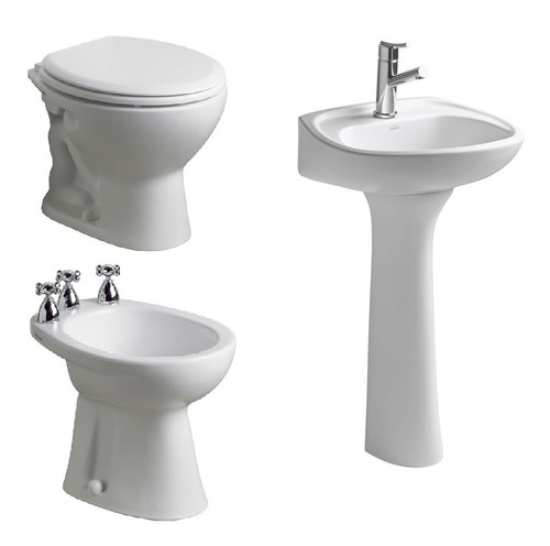 Combo Inodoro + Bidet + Columna + Lavatoro Ferrum Andina