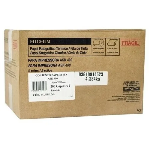 comprar Kit Papel\u002Ffita Para Fuji Ask400 800 Copias - 2 Rolos 