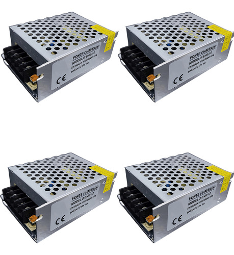 Kit 4 Fonte Chaveada Colméia 5a 60w 12v Câmera Fita Led Som