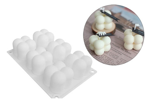 Imagen 2 de 7 de Molde Silicona 6 Mini Cubo Bubble Burbuja Vela Jabon Choco
