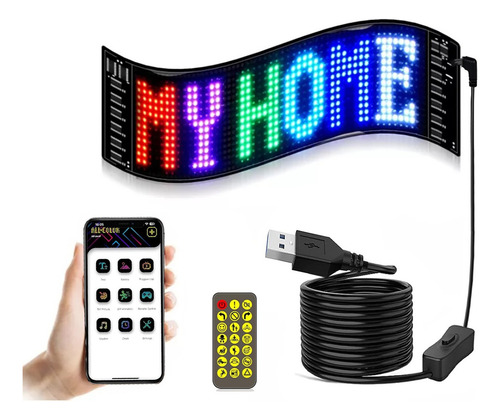 Letrero Led Matrix Flexible Rgb App Control Usb Auto 16x64