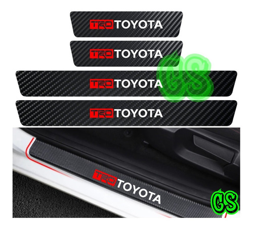 Cubre Zocalo Toyota Adhesivo Fibra Carbono Sticker Protector