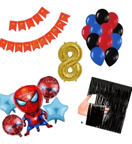 Set Decoración Hombre Araña Fiesta  Cumple Spiderman X26 Pcs