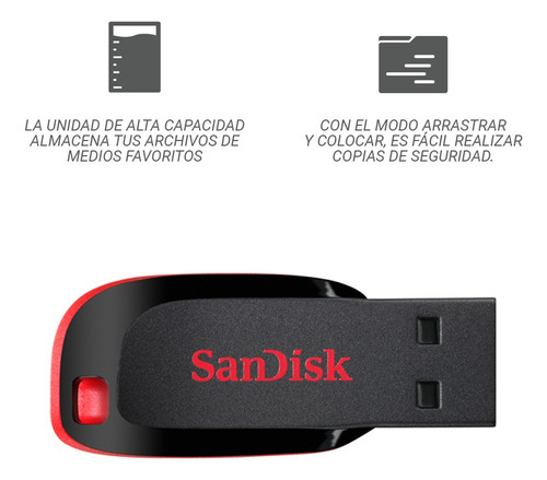 Pendrive SanDisk Cruzer Blade 64GB 2.0 negro y rojo