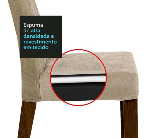 Sala Jantar Mesa Tampo Madeira 6 Cadeiras Madesa Hanna Rpi Cor Rustic/Preto/Imperial