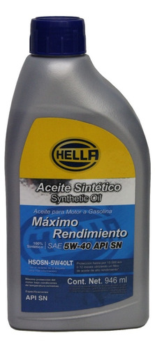 Aceite Sintetico Universal / 5w 40 Sn Hella 946ml