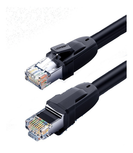 Imagen 4 de 4 de Cable Red Ugreen Nw121 Cat8 Chapeado De Oro 2 Metros Negro