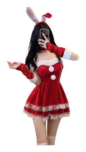 Sexy Vestidos De Navidad Rojo Sólido Traje De Encaje