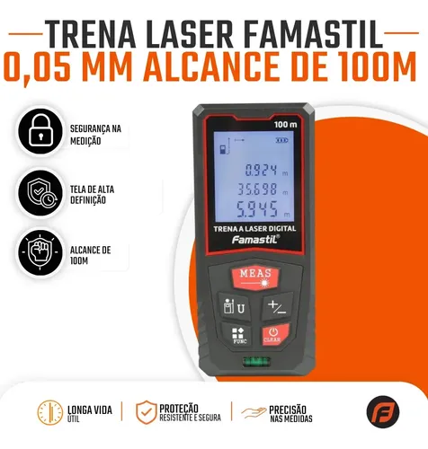 Trena Laser Digital Famastil 0,05 a 100 Metros Precisão 2mm