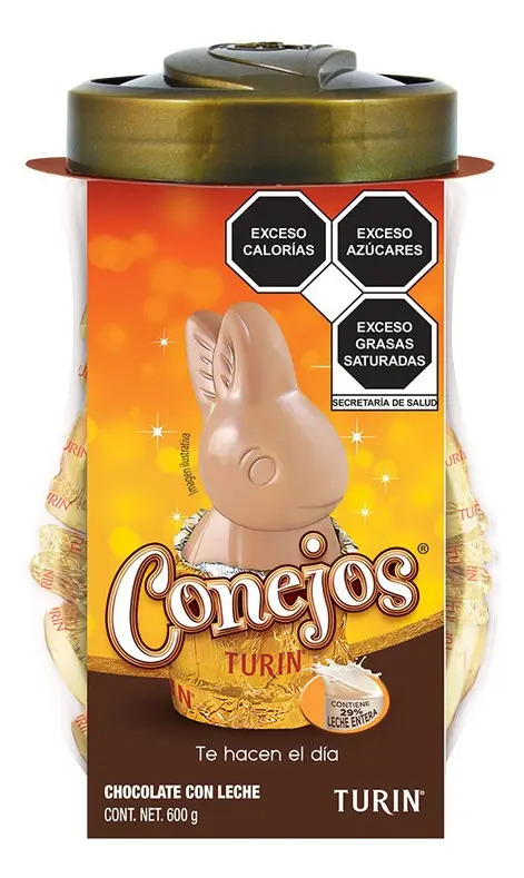 Pack X30 Conejos Turín Chocolates Con Leche Vitrolero 600g