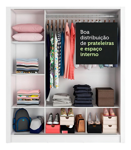 Guarda-roupa Casal Madesa Mônaco 3 Portas Correr Espelhos Bc Cor Branco/Cinza