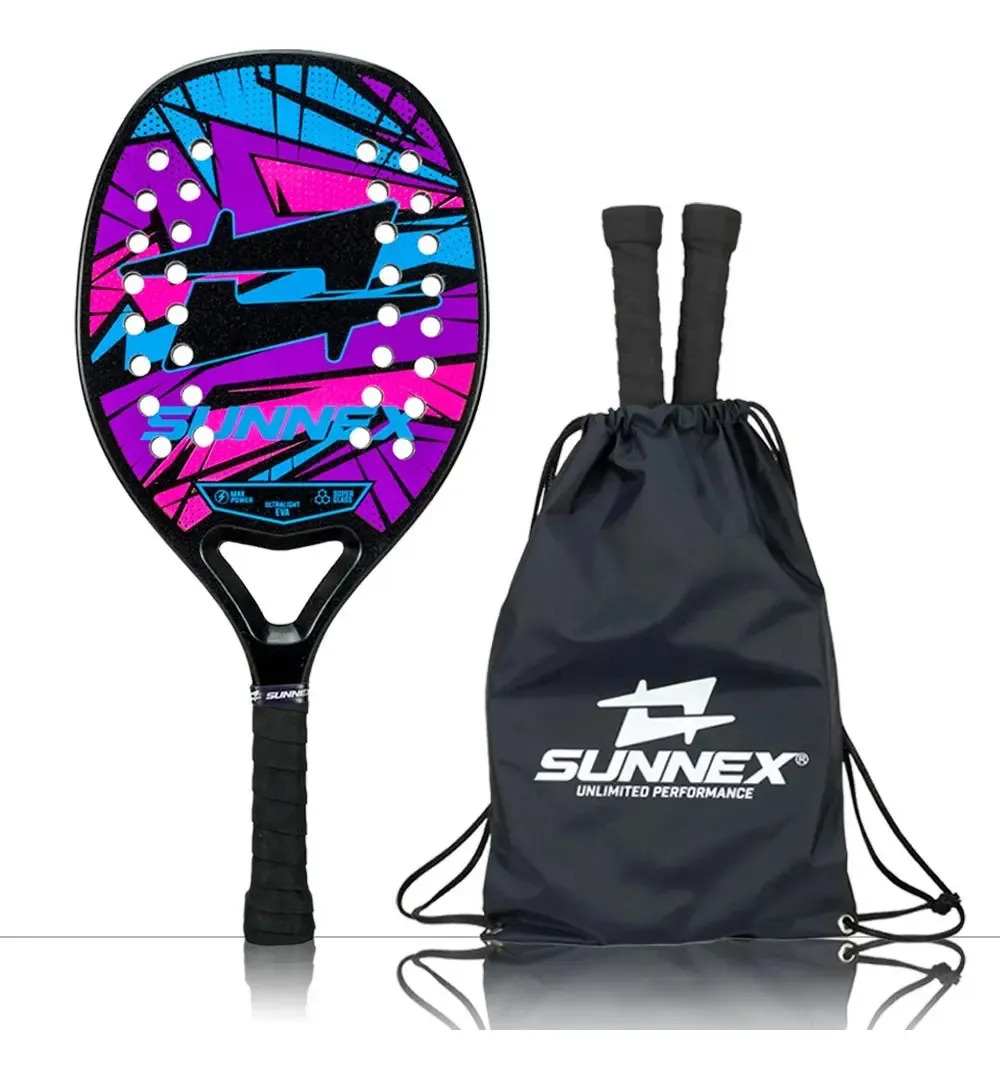 Raquete Beach Tennis Sunnex Thunder Reforço Carbono 3k + Capa