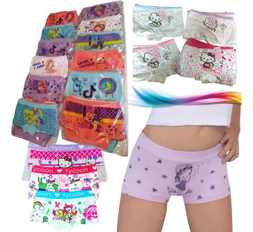 Pack De 6 Boxer Nena Algodón Lycra Ropa Interior Niñas