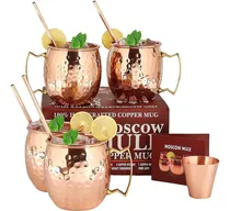 Comprar Juego 4 Tazas Jarras 4 Pajitas Vaso De Chupito  Cobre Puro 