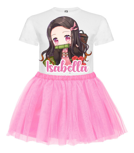 Disfraz Nezuko Mini Tutu Polera Personalizada Cumpleaños