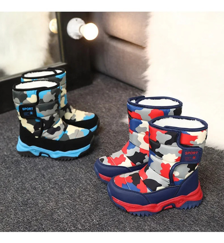 Botas De Nieve De Camuflaje Impermeables Cálidas Para Invier