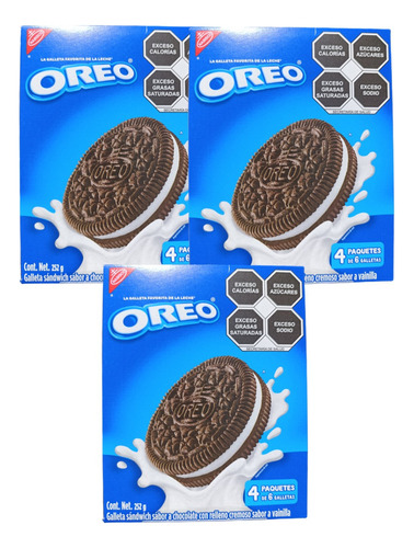 Galleta Oreo Chocolate 12pack De 6pz C/u Relleno Vainilla