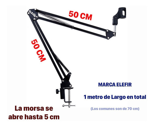 Imagen 2 de 10 de Soporte Micrófono Brazo Elefir Estudio Profesional 1 Metro