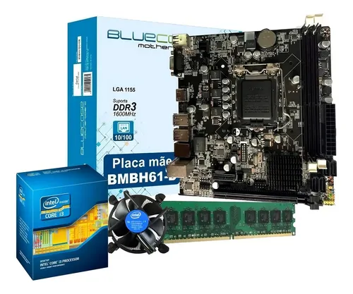 comprar Kit Upgrade Core I3 + Placa Mãe Lga 1155 + 8gb Ddr3 Cor Azul