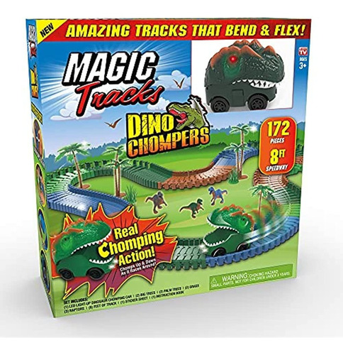 Ontel Magic Tracks Dino Chompers, 8 Pies De Pista Con Real C