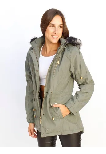 Campera Parka Gabardina Con Piel Buckingham Polo