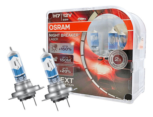 Bombillos X2 Osram H7 Night Breaker +150% Luz