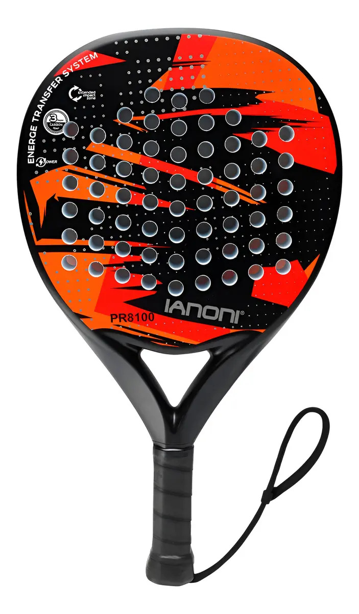Pala De Padel Ianoni Pr8100 Roja De Fibra De Carbono Color Rojo