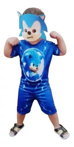 Fantasia Sonic The Hedgehog Infantil Com Máscara