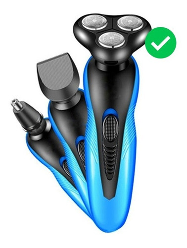 Maquina Rasuradora Afeitar Barba Eléctrica 3 En 1 Recargable Color Azul