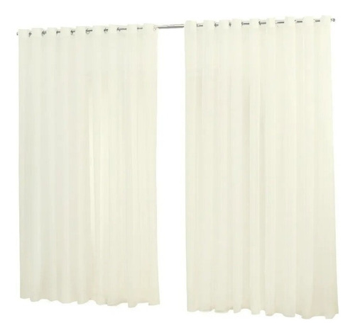 Cortina Voil Transparente S/ Forro Sala Ou Quarto 3,00x2,50, Cor Palha