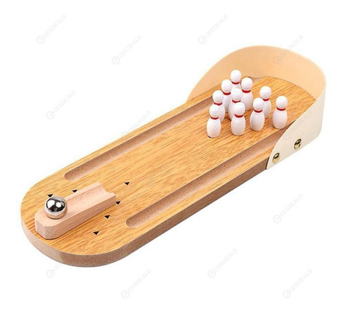 Mini Juego De Bolos Madera Mesa Portatil