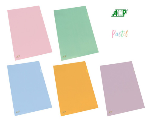 Pasta L Tamanho A4 Acp Cores Pasteis Diversas C/ 5 Unidades